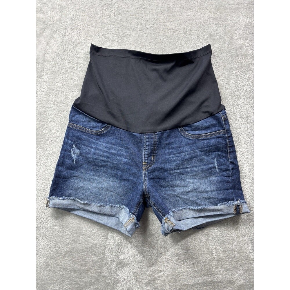 Just Black Maternity Denim Shorts Size 29 Distressed Roll Cuff USA Made